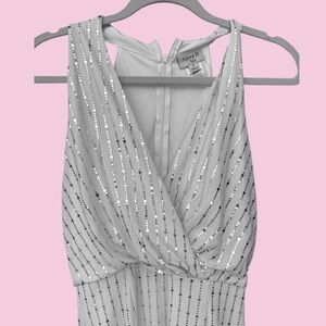 Alexa B Nites White & Silver Sequin Evening Gown – Size 8 – NWT - Bridal